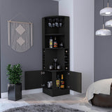 FM FURNITURE Delhi Corner Bar Cabinet, Eight Wine Cubbies, Glass Rack, Double Door Cabinet for Living Room FM FURNITURE