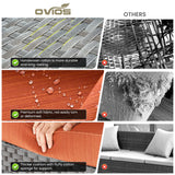 ovios 13 Pieces Patio Furniture Set, Outdoor Wicker Sectional Sofa with 54 Inch Fire Pit Table Comfy Cushions, Modern Modular Deep Seat Rattan Couch Conversation Set, Orange Red ovios