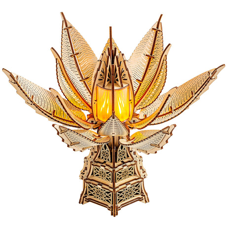 Wood Trick Fiery Bloom Luminous LED 3D Wooden Puzzles for Adults and Kids to Build - Interactive Mechanical Movement - Engineering DIY Project Mechanical 3D Puzzle Model Kits for Adults Wood Trick