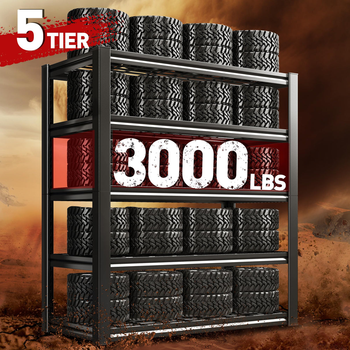 REIBII Garage Shelving 3000LBS, Heavy Duty Storage Shelves, Adjustable Industrial Metal Shelving Unit for Garage, Basement, Pantry, Warehouse,Commercial, 36" W x 16" D x 72" H, 3 Pack REIBII