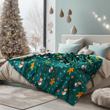 PAVILIA Christmas Gingerbread Throw Blanket | Green Holiday Christmas Fleece Blanket | Soft, Plush, Warm Winter Cabin Throw, 50x60 (Green Gingerbread) PAVILIA