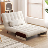 JASIWAY 3-in-1 Convertible Chair Bed Sleeper for Adults, Linen Convertable Sleeper Chair with Wooden Arms & Pillows, Foldable Single Futon Sofa Bed (Mid Century with Walnut Arm, 36.6" Wide) JASIWAY