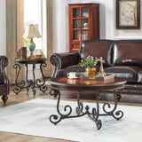 DS-HOMEPORT Retro Round Wood Coffee Table with Metal Leg, Circle Farmhouse Coffee Table for Living Room, Wooden Mid Century Coffee Tables, Easy Assembly (Only Coffee Table, 35" Dx35 Wx19 H) DS-HOMEPORT