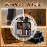 3 Tier Record Player Stand, Flip Top Record Player Cabinet, Mid Century Record Player Table with Shelves Holds up to 300+ Albums, Vinyl Record Storage with 4 U-Dividers for Living Room Bedroom, Brown Faesun