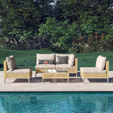 Grand patio 5-Piece Wicker Patio Furniture Set, Boho Outdoor Sectional Sofa with Water Resistant Thick Cushions Coffee Table, Beige Grand patio