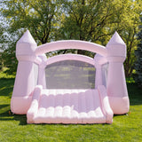 Bounceland Party Castle DayDreamer Cotton Candy Bounce House, 16.4 ft L x 13.1 ft W x 9.3 ft H, Basketball Hoop, UL Blower included, Trendy Pastel Color, Fun Slide & Bounce Area, Castle Theme for Kids Bounceland