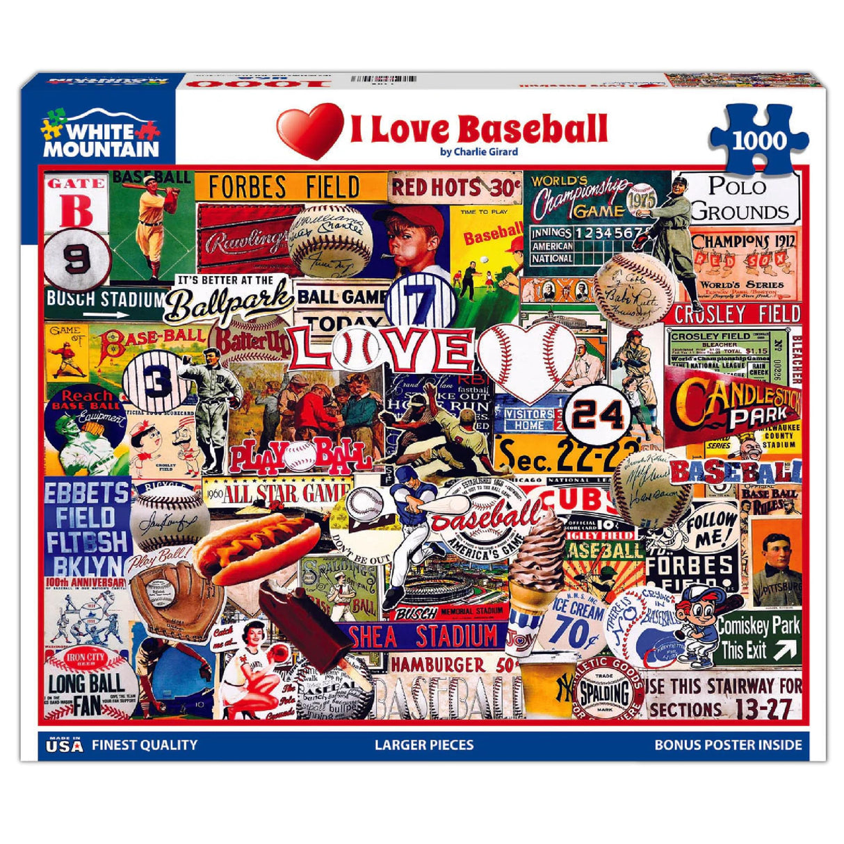 White Mountain Puzzles - I Love Baseball - 1000 Piece Jigsaw Puzzle White Mountain