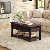 WLIVE Coffee Table, 39" Lift Top Coffee Table with Hidden Compartment, Storage Shelf and Lifting Top for Home Living Room, Office and Bedroom, Red-Brown WLIVE