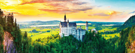 Pintoo Panoramic Jigsaw Puzzles 4000 Piece for Adults - Sunset of Neuschwanstein Castle, Germany Beautiful Plastic Puzzle for Home Decor Zero Dust Easy Storage [H2318] Pintoo