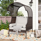 PHI VILLA Outdoor Wicker Egg Chair, Oversized Lounge Chair with Cushion, Large Brown Basket Rattan Chair for Patio, Porch, Garden, Balcony, Indoor PHI VILLA