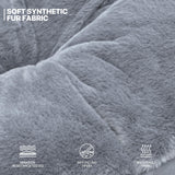 MoNiBloom Round Folding Faux Fur Saucer Chair for Bedroom Living Room Dorm Foldable Metal Frame Oversized Large Comfy Furry Padded Soft Cozy Moon Chair with Footrest Ottoman for Adults (Gray) MoNiBloom