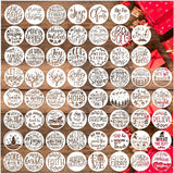 60pcs Christmas Stencils for Painting on Wood 3 Inch Small Nativity Ornament Reusable Holiday Xmas Drawing Stencil Templates for Wood DIY Crafts Card Paper Gift Home (Christmas Word) Hosomono