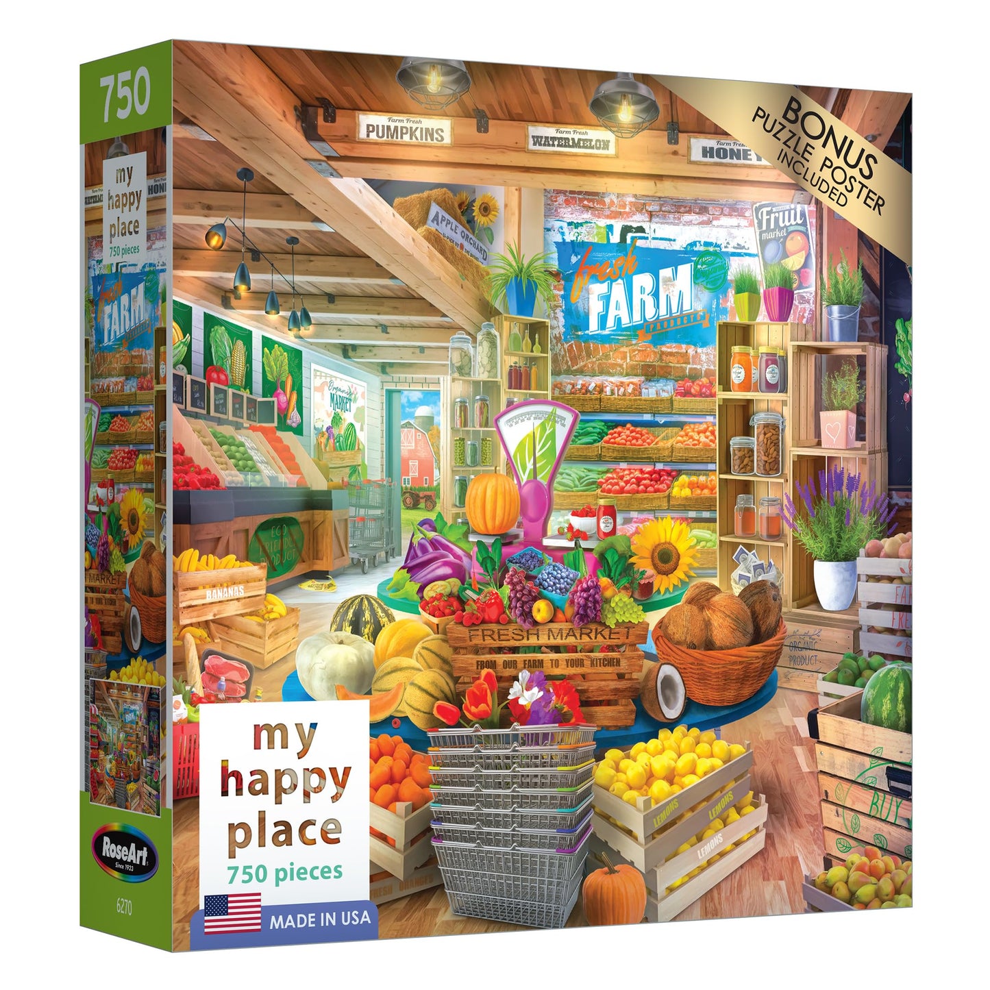 RoseArt - My Happy Place - Organic Fresh Market - 750 Piece Jigsaw Puzzle for Adults