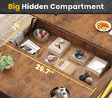 Itaar 31.5" Lift Top Coffee Table with Storage, Square Coffee Tables for Living Room, Coffee Table with 2 Fabric Drawers & Large Storage Shelvs, Rustic Brown Itaar