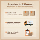 Huuger Fireplace TV Stand with LED Lights for 75 80 Inch TV, 3-Side Glass Fireplace Entertainment Center, 70 Inch Farmhouse TV Stand with 4 Deep Drawers for Living Room, Distressed White Huuger