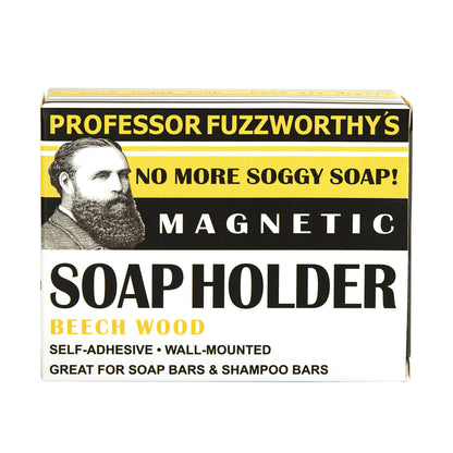 Professor Fuzzworthy Wood Air Dry Magnetic Soap Holder in-Shower Storage for Soaps & Beard Shampoo Bars - No More Soggy Soaps - Wooden Soap Dish Dispenser Bath Kitchen & Shower