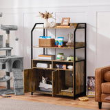 Yaheetech Cat Litter Box Enclosure, Hidden Litter Box Furniture w/Shelf & Storage Compartments, Cat Washroom, Wood Cat House, Rustic Brown Yaheetech