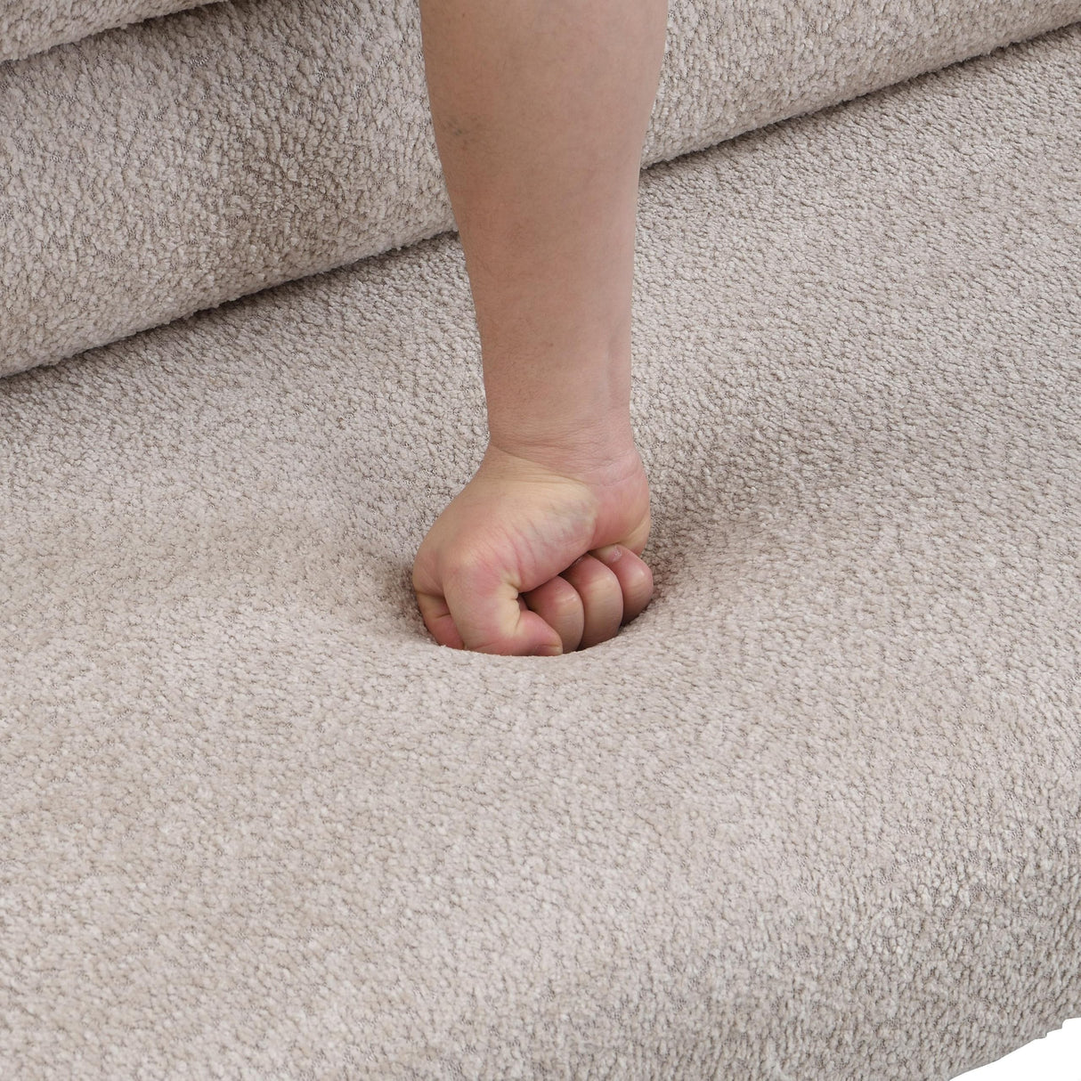 GDFStudio Upholstered Boucle Dining Bench with Backrest Farmhouse Entryway Bench with Rubber Wood Legs Long Indoor Bench for Bedroom Living Room End of Bed Dining Room Seating, Light Grey GDFStudio