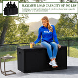 Greesum 100 Gallon Resin Deck Box Lockable Large Outdoor Storage Boxes for Garden Tools, Patio Furniture Cushions, Pool Supplies, Black Greesum