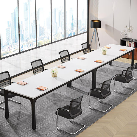Tribesigns 78.74-Inch Conference Table Set,13FT Conference Room Table, Large Rectangle Meeting Seminar Tables Set,Long Business Tables (Chair not Included) (2, White+Black, 2 Pack) Tribesigns