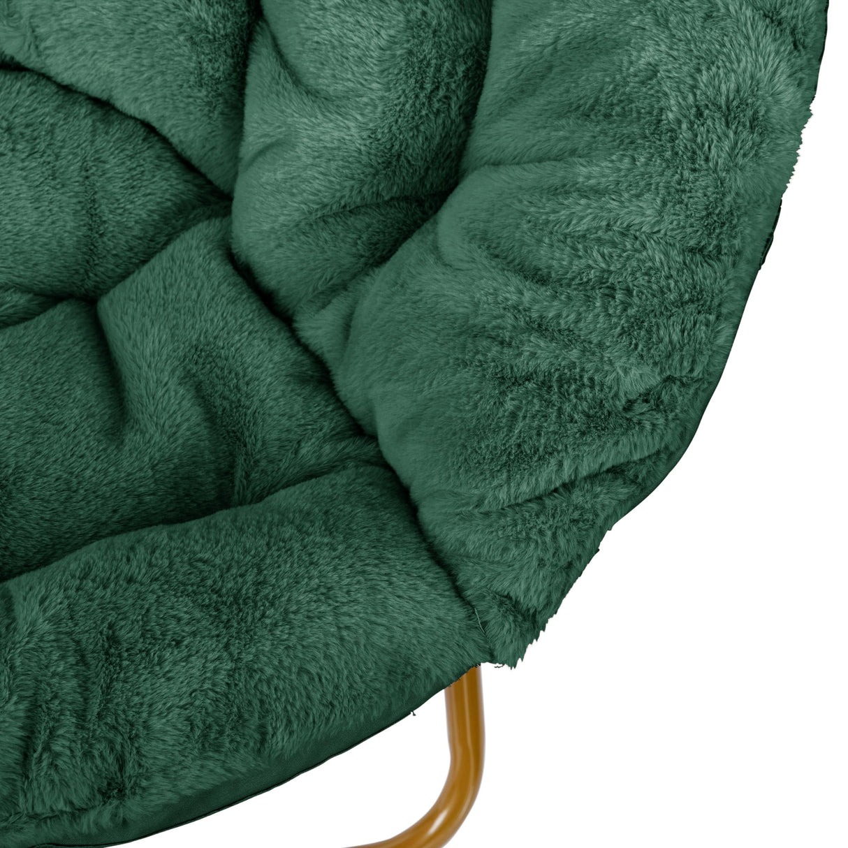 Flash Furniture Gwen Oversize Folding Saucer Chair - Emerald Faux Fur Moon Chair - Soft Gold Metal Frame - 38" Portable Folding Chair - for Dorm and Bedroom Flash Furniture