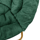 Flash Furniture Gwen Oversize Folding Saucer Chair - Emerald Faux Fur Moon Chair - Soft Gold Metal Frame - 38" Portable Folding Chair - for Dorm and Bedroom Flash Furniture