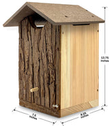 Outer Trails Japanese Cedar Wooden Owl Houses, Bark Front Outer Trails