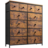 Romorgniz Tall Dresser for Bedroom with 12 Drawers, Fabric Storage Dressers & Chests of Drawers, Sturdy Metal Frame, Wood Top, Closet, Entryway, Bedroom Furniture (Rustic Brown) Romorgniz