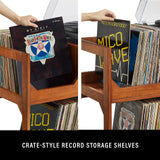 Crosley Furniture Asheville Mid-Century Modern Media Console Record Player Stand, Storage for Vinyl Records, Walnut, Large Crosley Furniture