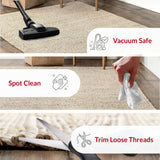 nuLOOM 7'6" x 9'6" Elfriede Jute & Cotton Hand Woven Area Rug, Natural, Solid Rustic Farmhouse Style, Weaved Design, Natural Fiber, For Bedroom, Living Room, Dining Room, Hallway, Office, Entryway nuLOOM