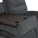 MCombo 87.8" Wall Hugger Power Reclining Sofa with Drop Down Table, 3-Seater Recliner Couch for Small Spaces Living Room RV, USB Ports, Fabric PR635M3 (Dark Grey) MCombo