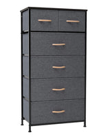 Crestlive Products Vertical Dresser Storage Tower - Sturdy Steel Frame, Wood Top, Easy Pull Fabric Bins, Wood Handles - Organizer Unit for Bedroom, Hallway, Entryway, Closets - 6 Drawers (Gray) Crestlive Products