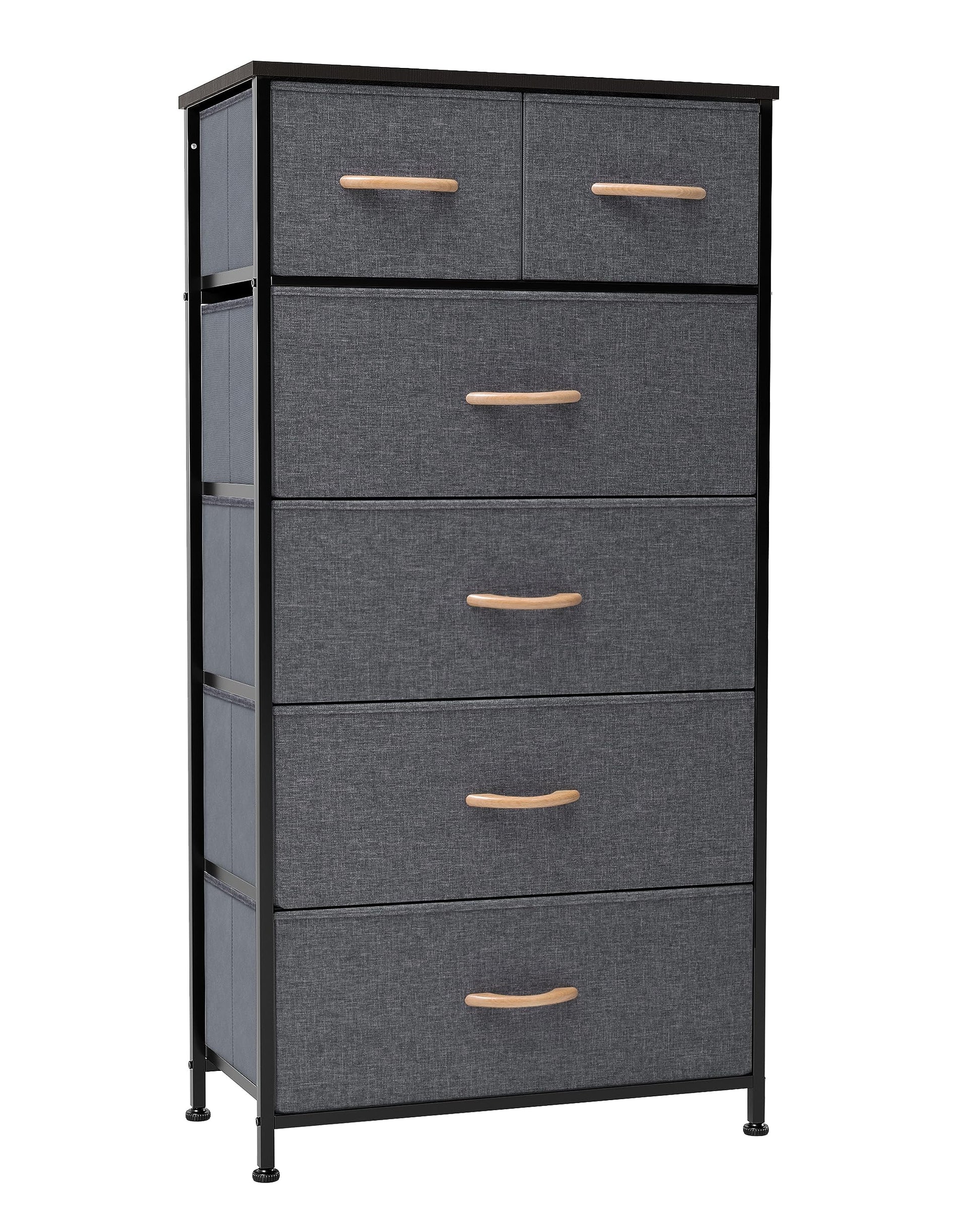 Crestlive Products Vertical Dresser Storage Tower - Sturdy Steel Frame, Wood Top, Easy Pull Fabric Bins, Wood Handles - Organizer Unit for Bedroom, Hallway, Entryway, Closets - 6 Drawers (Gra - WoodArtSupply