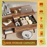 WLIVE Coffee Table for Living Room, Lift Top Coffee Table with Storage, Small Rising Wooden Dining Center Table with Storage Shelf & Hidden Compartment, 39" Rustic Brown WLIVE