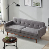 Kingfun 77.2" W Loveseat Sofa, Mid Century Modern Decor Love Seat Couches for Living Room, Button Tufted Upholstered Furniture, Solid & Easy to Install Small Couch for Bedroom Office Apartment, Gray Kingfun
