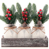 KIVIVO Christmas Centerpieces for Tables, Table Decor with Mason Jar, Flowers Picks, Farmhouse Wood Tray, 23 Pcs Christmas Winter Table Decorations Centerpieces, Xmas Holiday, Kitchen, Dining Decor KIVIVO