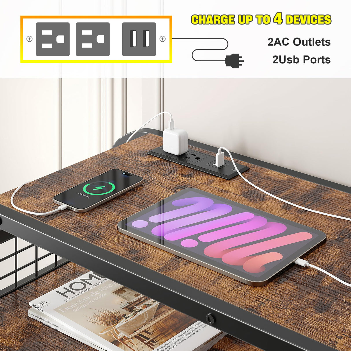 EnHomee Dresser with LED Lights & Charging Station, Dresser for Bedroom with 2 Tier Shelves & 4 Hooks, 11 Drawers Dresser, Closet, Living Room, Entryway,Sturdy Frame,Wooden Top, Rustic Brown EnHomee