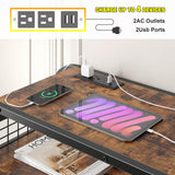 EnHomee Dresser with LED Lights & Charging Station, Dresser for Bedroom with 2 Tier Shelves & 4 Hooks, 11 Drawers Dresser, Closet, Living Room, Entryway,Sturdy Frame,Wooden Top, Rustic Brown EnHomee