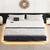 YITAHOME Floating Bed Frame King Size,Floating Bed with LED Lights & Charging Station, Metal Platform Bed Frame with Heavy Duty Steel Slats, No Box Spring Needed, Black YITAHOME