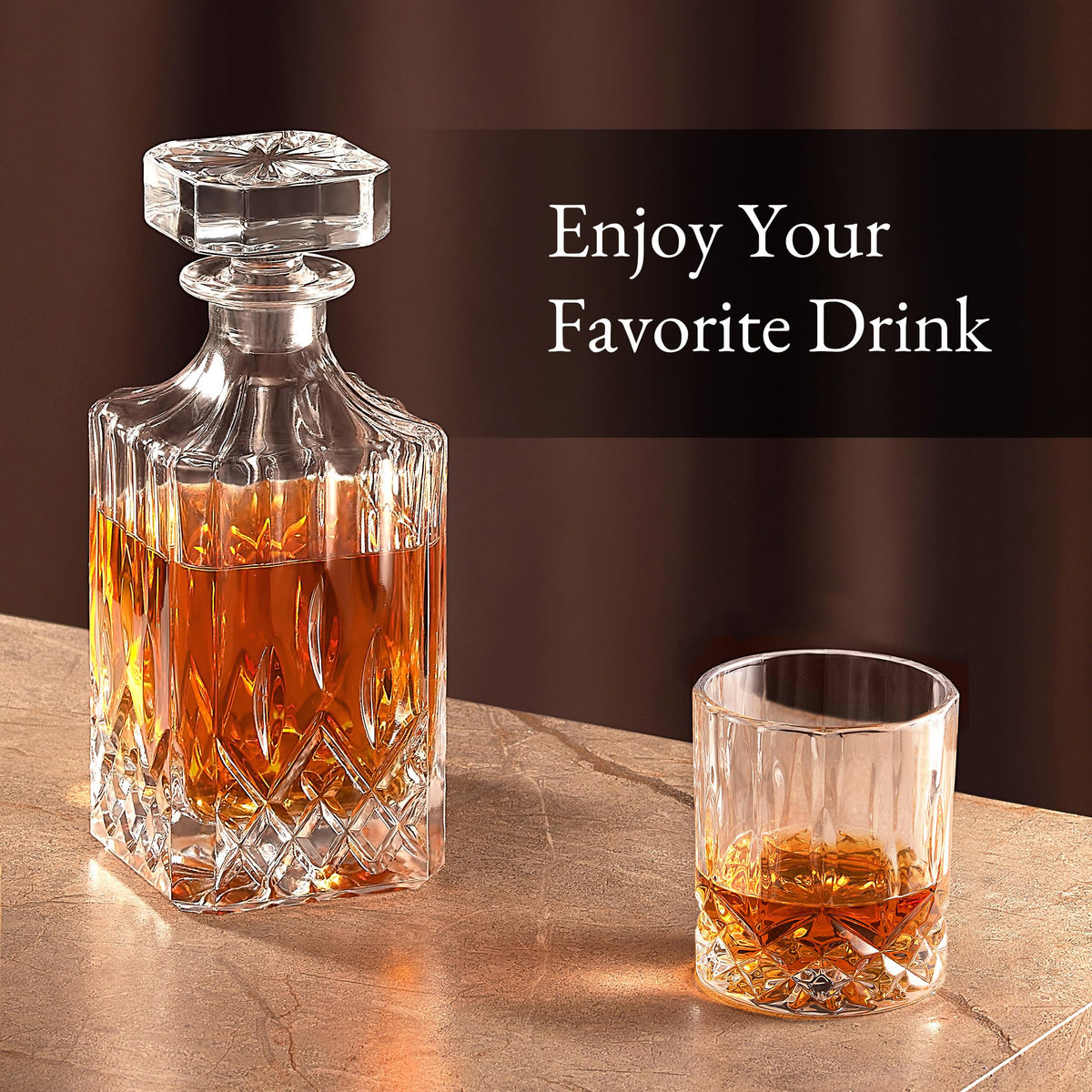 Luxury Gift For Men – Whiskey Decanter Set For Beloved Husband Or Dad Birthday Gift – 4 Whiskey Glasses And Decanter Set Is a Great Gift Idea for Whisky, Bourbon, or Scotch lovers Hydro Gizmos
