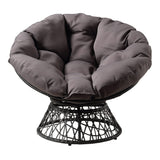 OSP Home Furnishings Wicker Papasan Chair with 360-Degree Swivel, Grey Frame with Grey Cushion OSP Home Furnishings