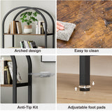 Homhedy 6-Tier Bookshelf Arched Display Racks, Wood and Metal Bookcase, Tall Bookshelf, Industrial Display Standing Shelf Unit, for Home Office, Living Room, Bedroom, Bathroom, Rustic Brown Homhedy