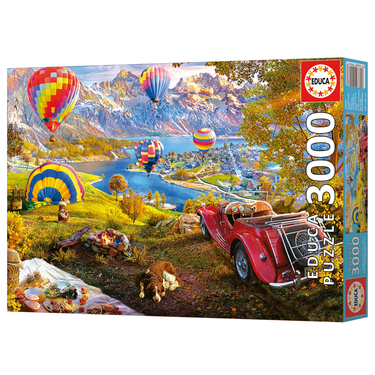 Educa - Hot Air Balloon Valley - 3000 Piece Jigsaw Puzzle - Puzzle Glue Included - Completed Image Measures 47.24"x 37.79" - Ages 14+ (19947) Educa