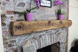 Modern Timber Craft Hand Hewn Wood Barn Beam Fireplace Mantel Shelf - Certified Reclaimed American Barnwood Floating Rustic Shelving, 72 Inches Modern Timber Craft