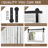 COGOOD Farmhouse Barn Door Mirror - 41" x 26" Rustic Wood Framed Wall Mirror for Bathroom, Living Room, Bedroom Wall Decor (White) COGOOD