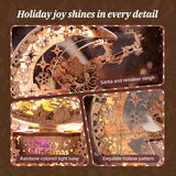 FUNPOLA LED 3D Wooden Puzzle Christmas Night Flight Moon Lamp, DIY Craft Kit Festive Nightlight for Holiday Décor, Unique for Adults and Kids,Brown FUNPOLA