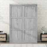 SOFTSEA Full Size Murphy Bed Cabinet, Solid Wood Foldable Wall Bed can be Folded into a Cabinet, Vertical Hideaway Murphy Bed Space-Saving for Guest Room Living Room Bedroom Office, Grey SOFTSEA