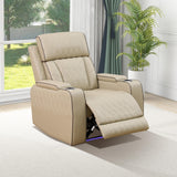 GEBADOL Power Recliner Sofa Set for Living Room,Khaki Leather Reclining Sofas with USB Port,Leather Couch with Power Recliner for Living Room/Apartment/Office GEBADOL