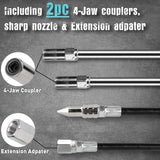 SHALL Mini Grease Gun, Small Grease Gun Kit (3.52OZ Capacity, 3000PSI) with 2PCS 4-Jaw couplers, Sharp Nozzle, Extension Adapter, 3OZ Cartridge Grease, Reinforced PVC Glove & Zerk Fitting Cleaner SHALL