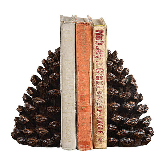 Creative Co-Op Pinecone Shaped Resin Bookends (Set of 2 Pieces)